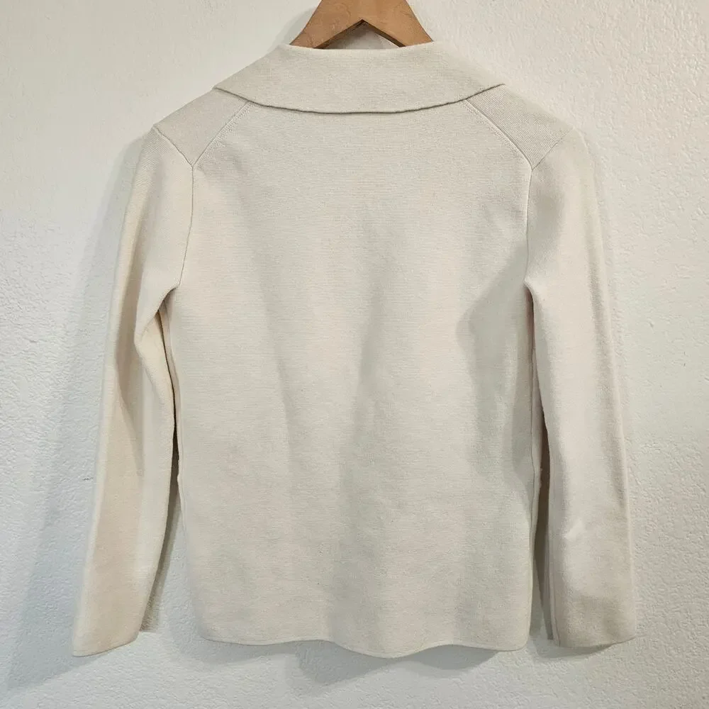 J. CREW Camille Shrunken Sweater-Blazer White Size XXS